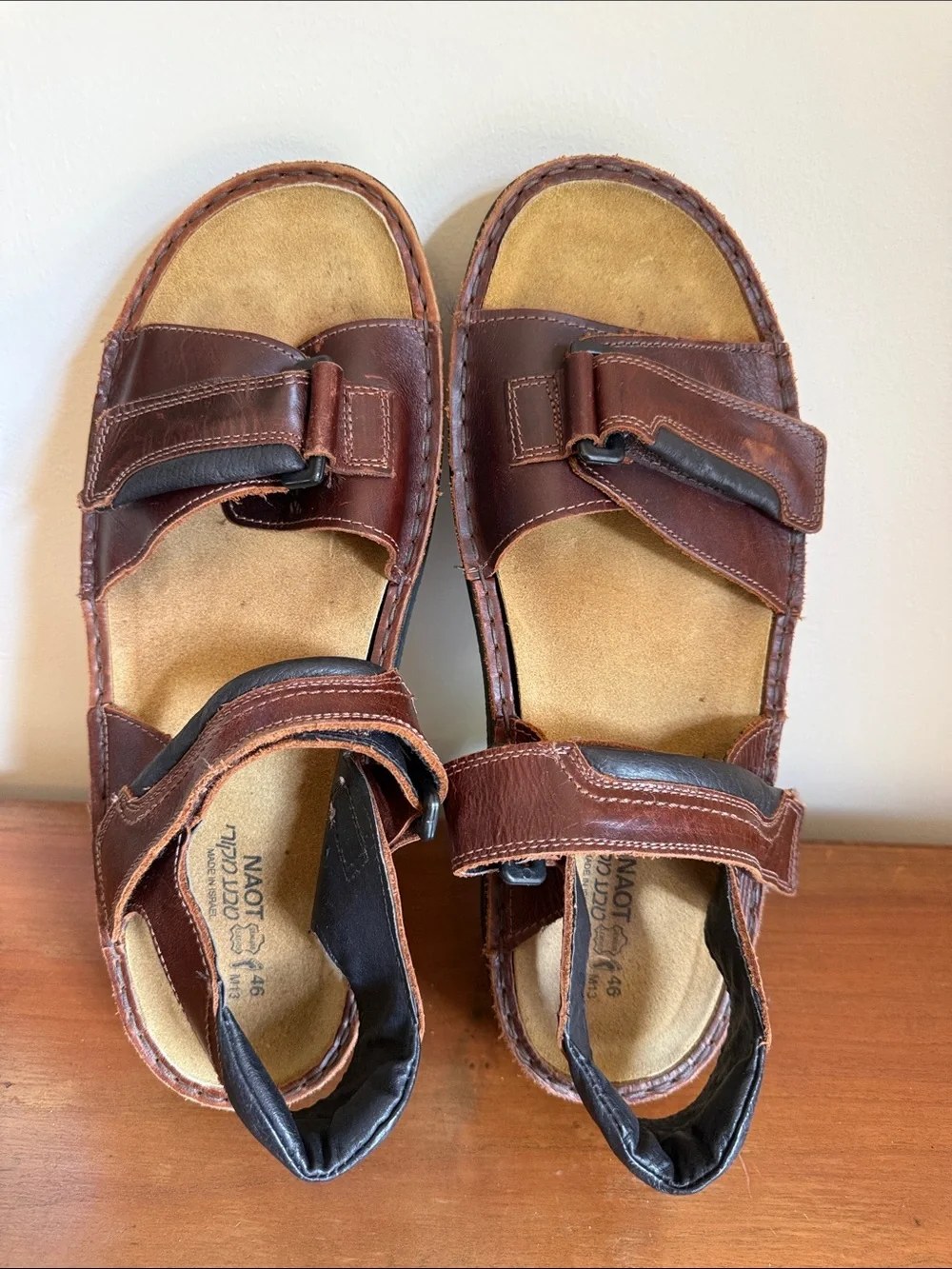 Naot Lappland Brown Leather Sandals, size 46